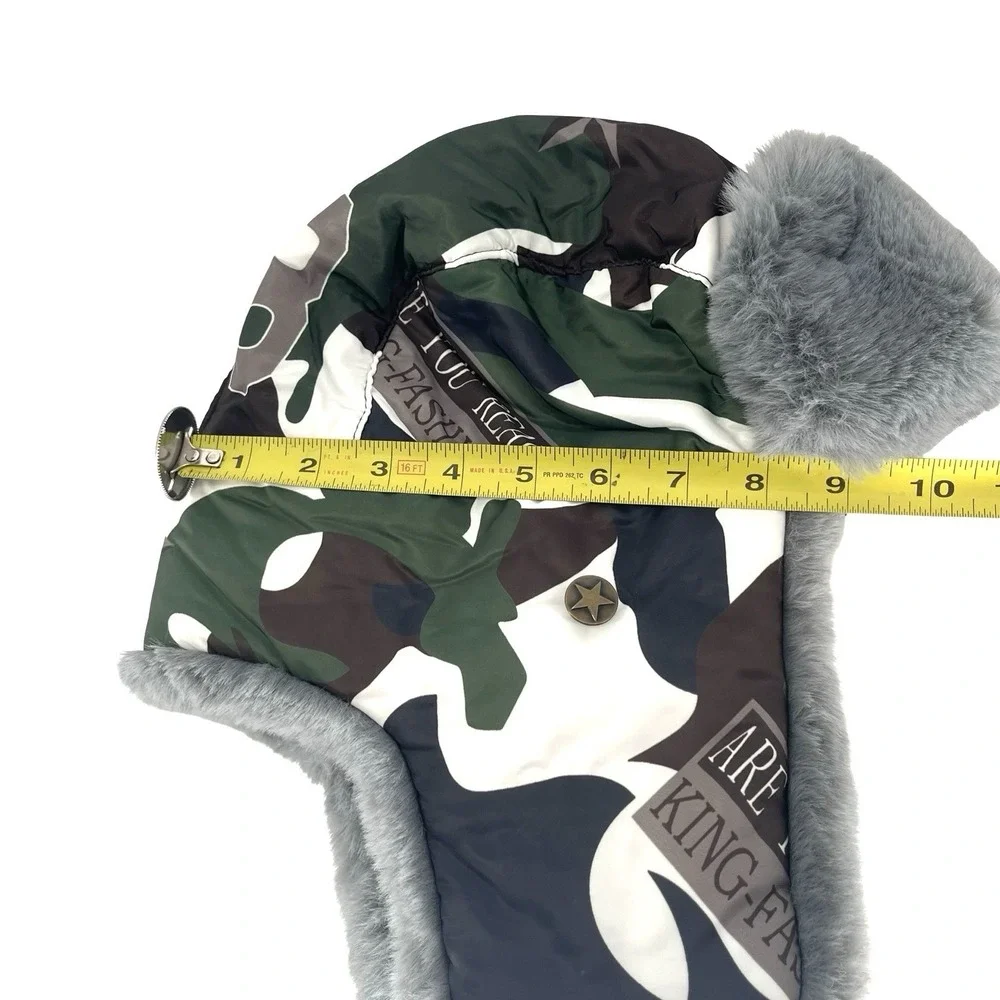 Camouflage Trapper Hat Faux Fur Ear Flaps Winter Aviator Hunting Unisex